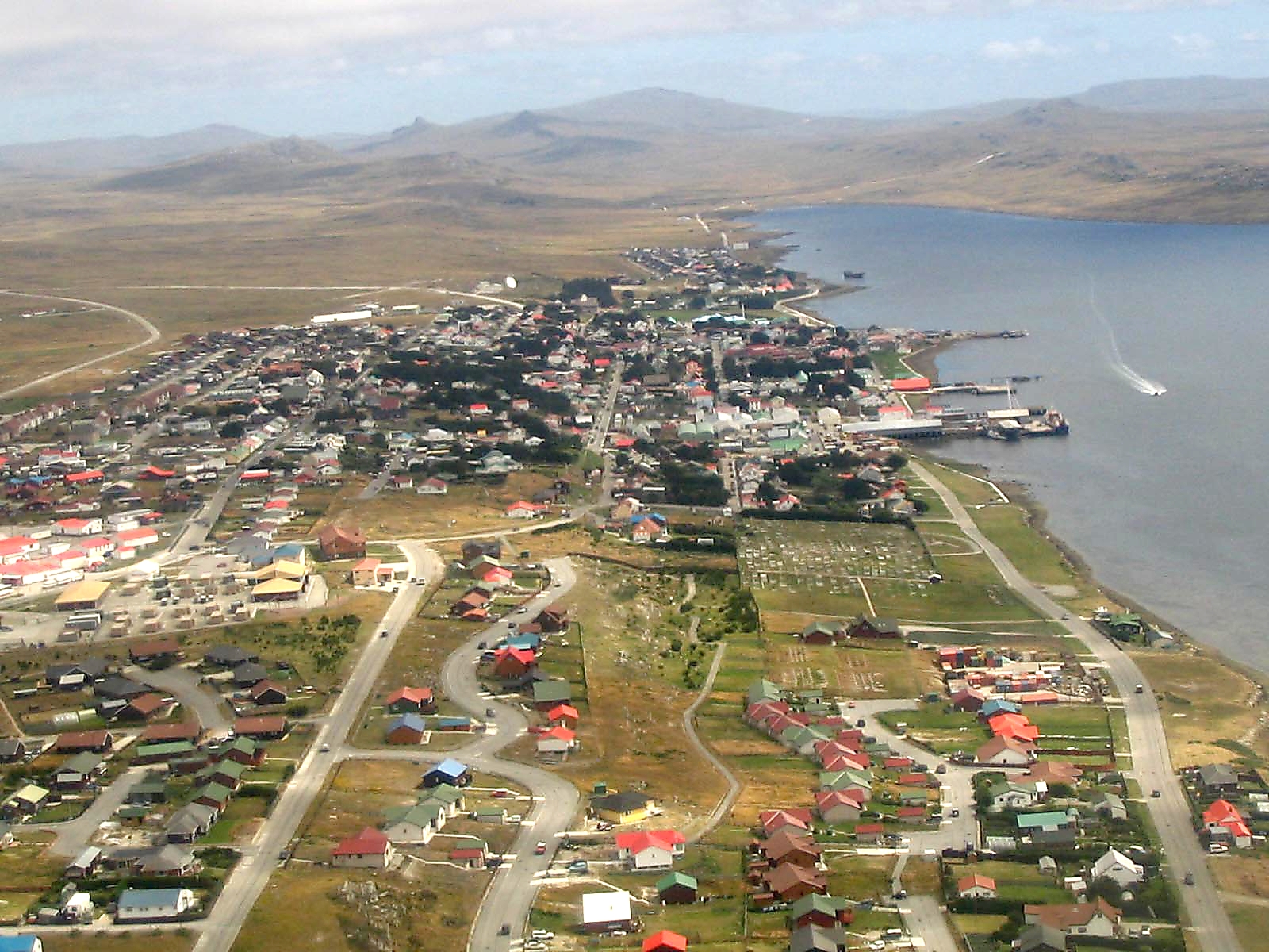 Aerial photo of Port Stanley, Falkland Islands